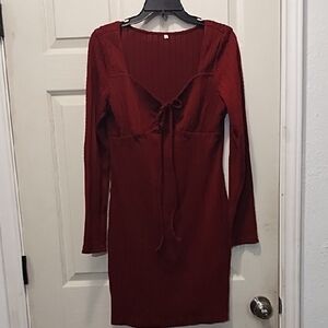 No Label  Burgundy Long Sleeve Dress